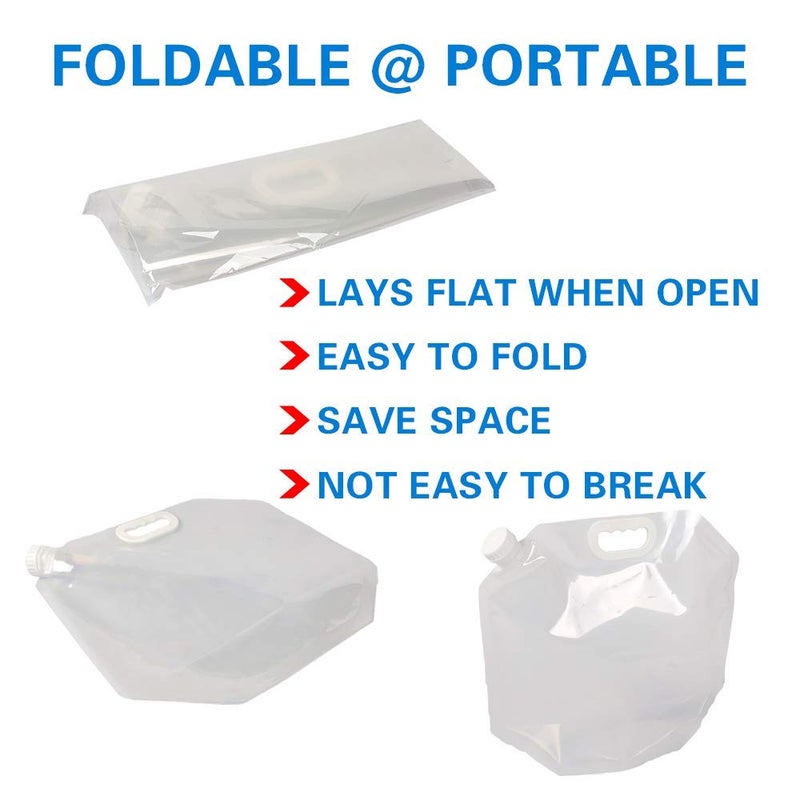 Soddeph Collapsible Water Container Bag, BPA Free Food Grade Clear Plastic Storage Jug for Sport Camping Riding Mountaineer,Freezable, Food Grade (4-pack-1.3 Gal) - Image 4